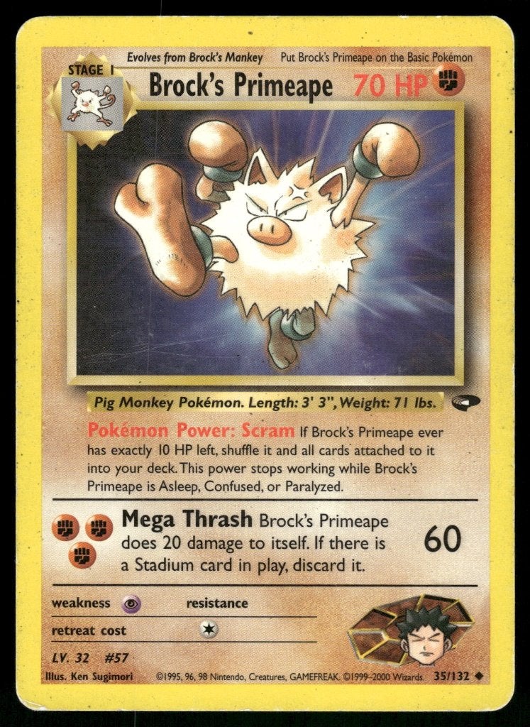 Brock's Primeape 35/132 - Gym Challenge (EX), Verzenden, Gebruikt