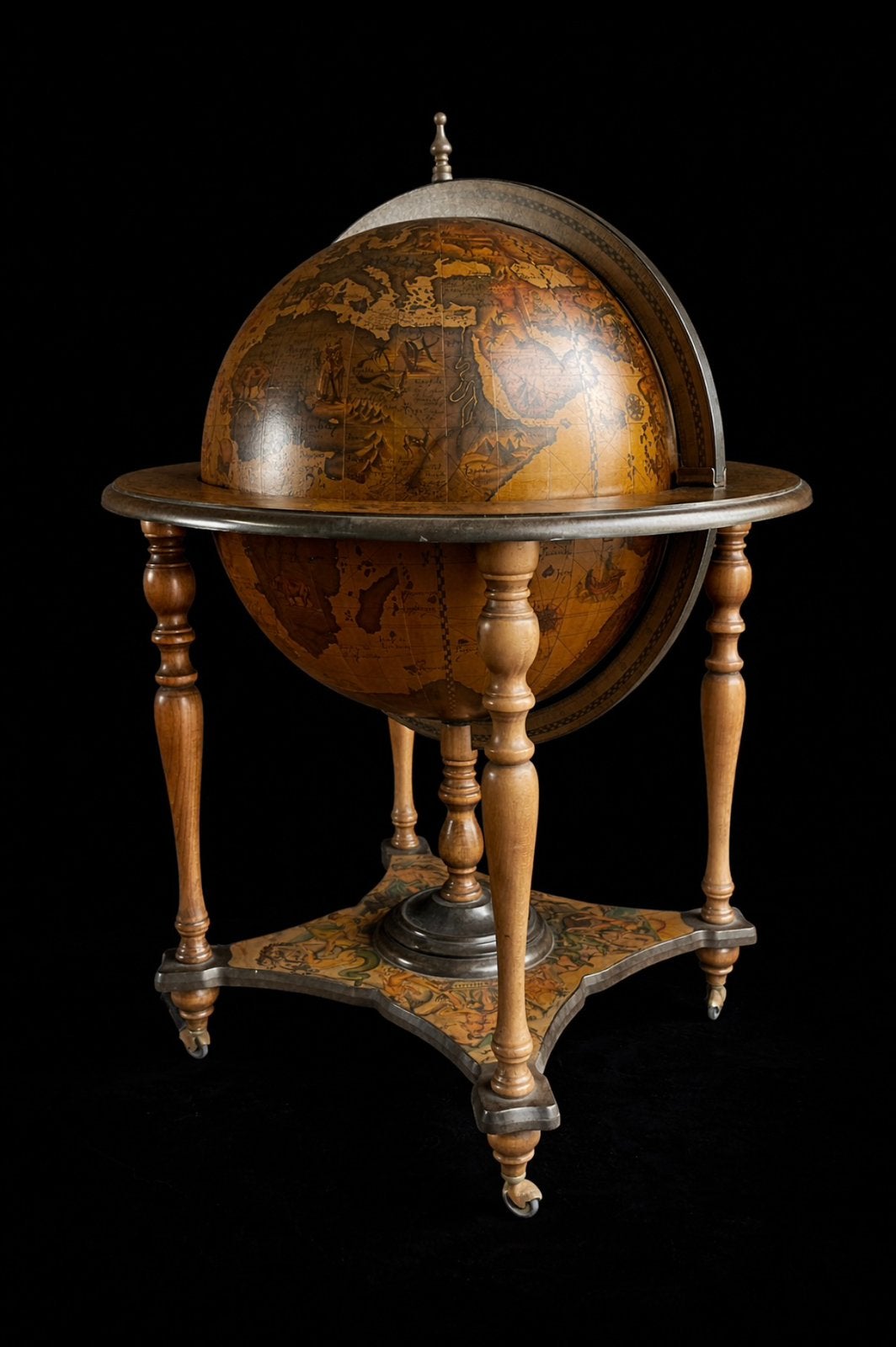 Antiek Renaissance stijl wereldbol drankkast / globe bar, Ophalen