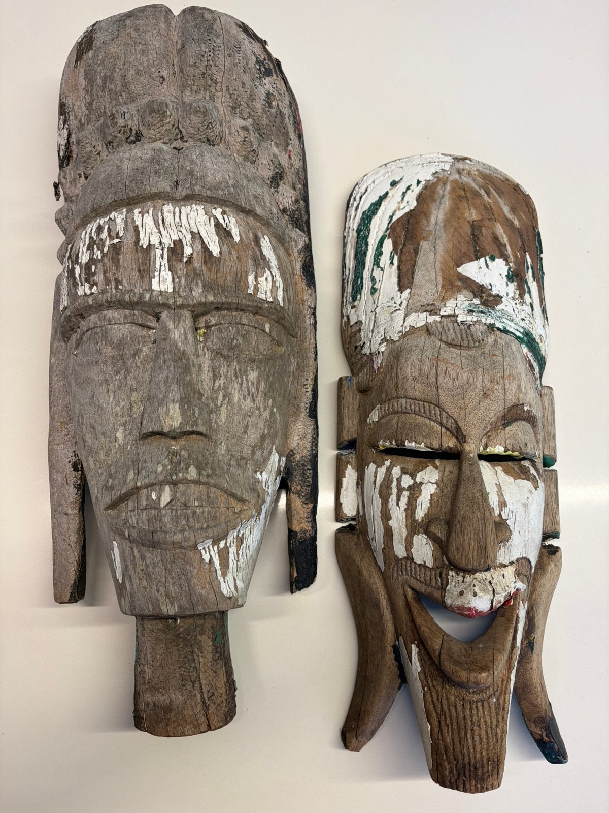 Afrikaanse maskers handgemaakt, Antiquités & Art, Art | Art non-occidental, Fait main, Afrique, Bois, 55 cm