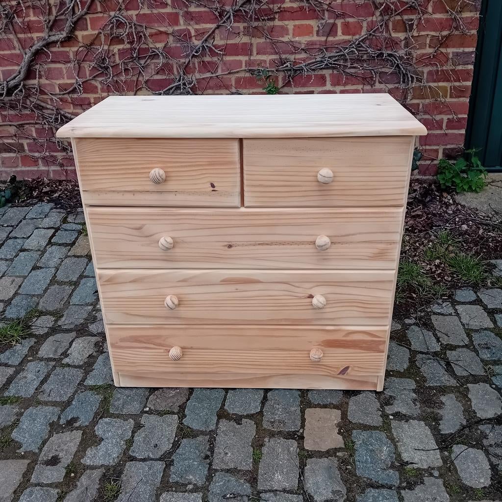 Commode en pin  
5 tiroirs, Maison & Meubles, Armoires | Commodes, Enlèvement, Pin