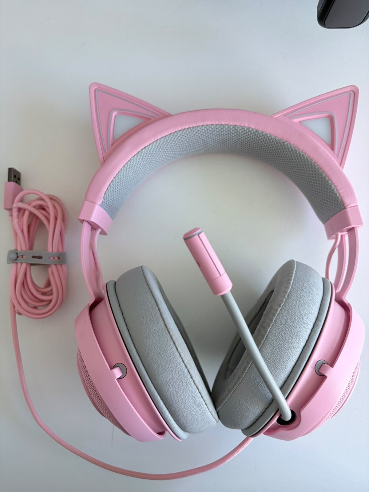 RAZER pink kitty headset, Computers en Software, Ophalen, Gebruikt, Gaming headset, Over-ear