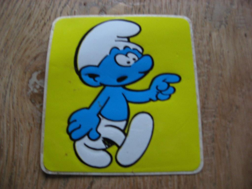 Autocollant vintage Les Schtroumpfs, personnages Peyo, Collections, Enlèvement ou Envoi, Schtroumpfs, Neuf, Image, Affiche ou Autocollant