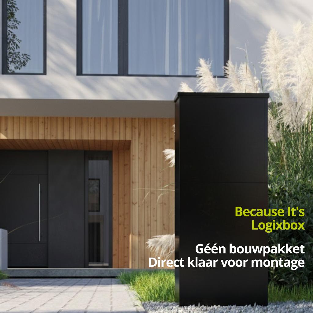 LOGIXBOX - Trendybox - Pakketbrievenbus - deur VOOR zwart, Tuin en Terras, Brievenbussen, Ophalen of Verzenden, Nieuw, Staal, Staande brievenbus