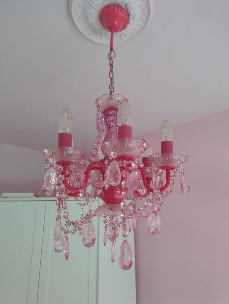 Luchter roze, Huis en Inrichting, Ophalen, Gebruikt, Glas, Meisje / prinses