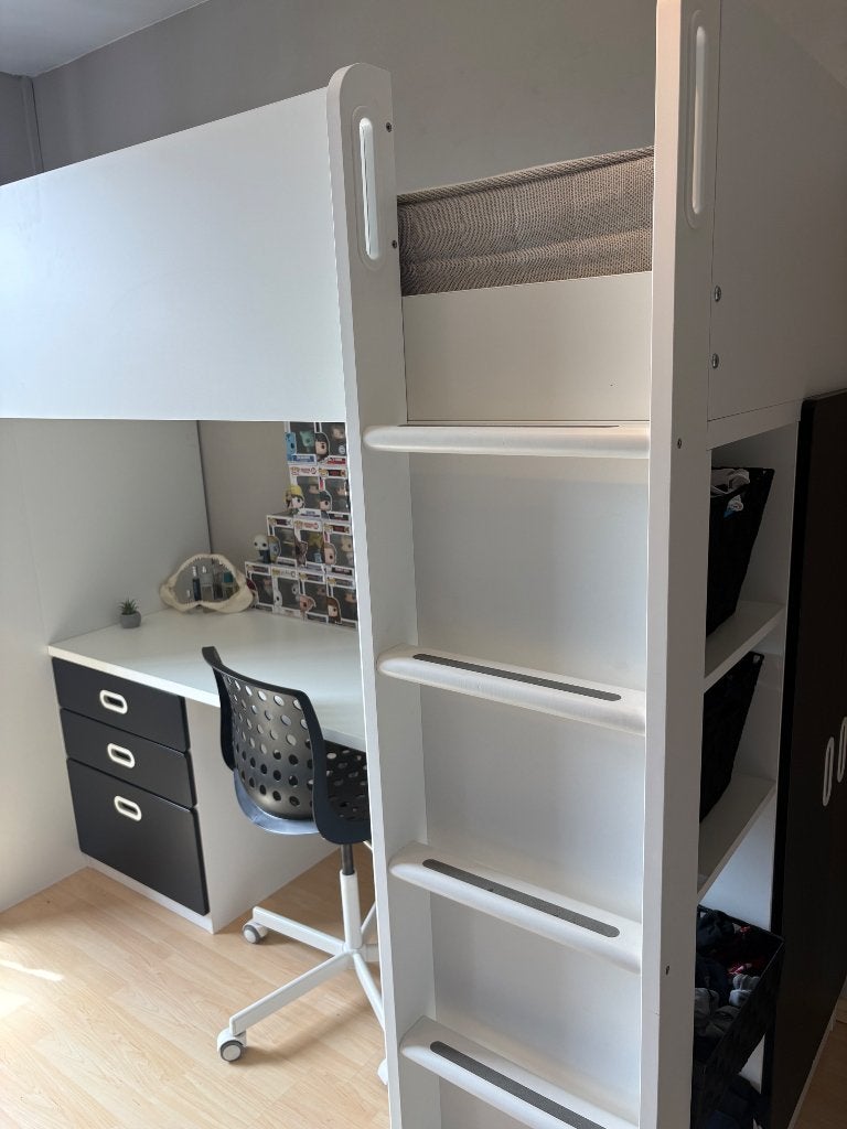Lit superposé IKEA noir et blanc, Enlèvement, Comme neuf, Une personne, Lits superposés