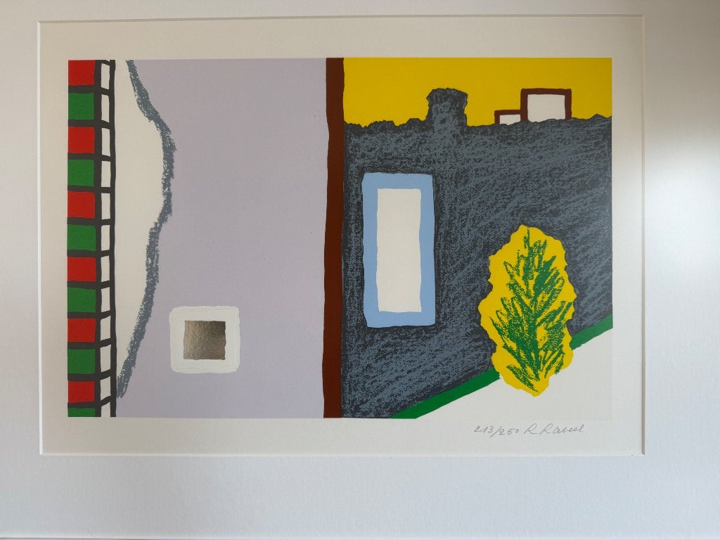 Roger Raveel: kleurenzeefdruk - getiteld: geluidloze tuin, Antiek en Kunst, Kunst | Litho's en Zeefdrukken, Zeefdruk, Genummerd