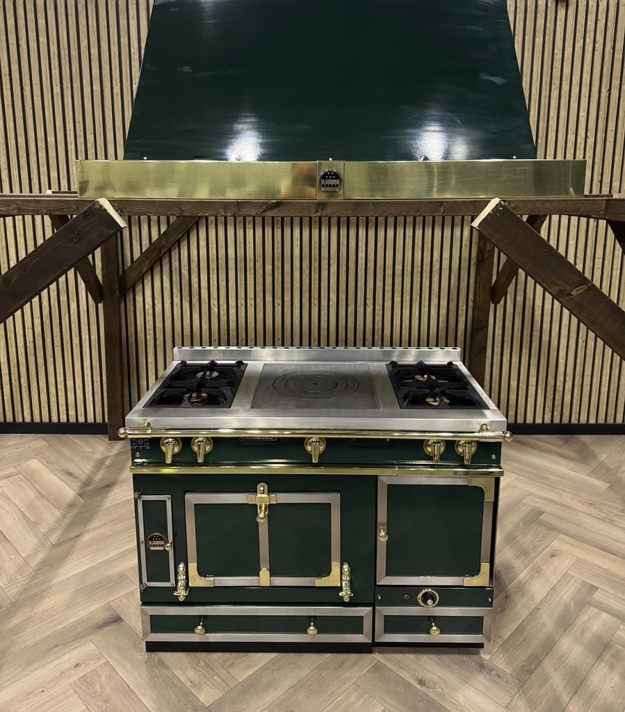 Prachtige La Cornue Groen/Messing 120cm GAS + Afzuigkap, Ophalen of Verzenden, Grill, Gas