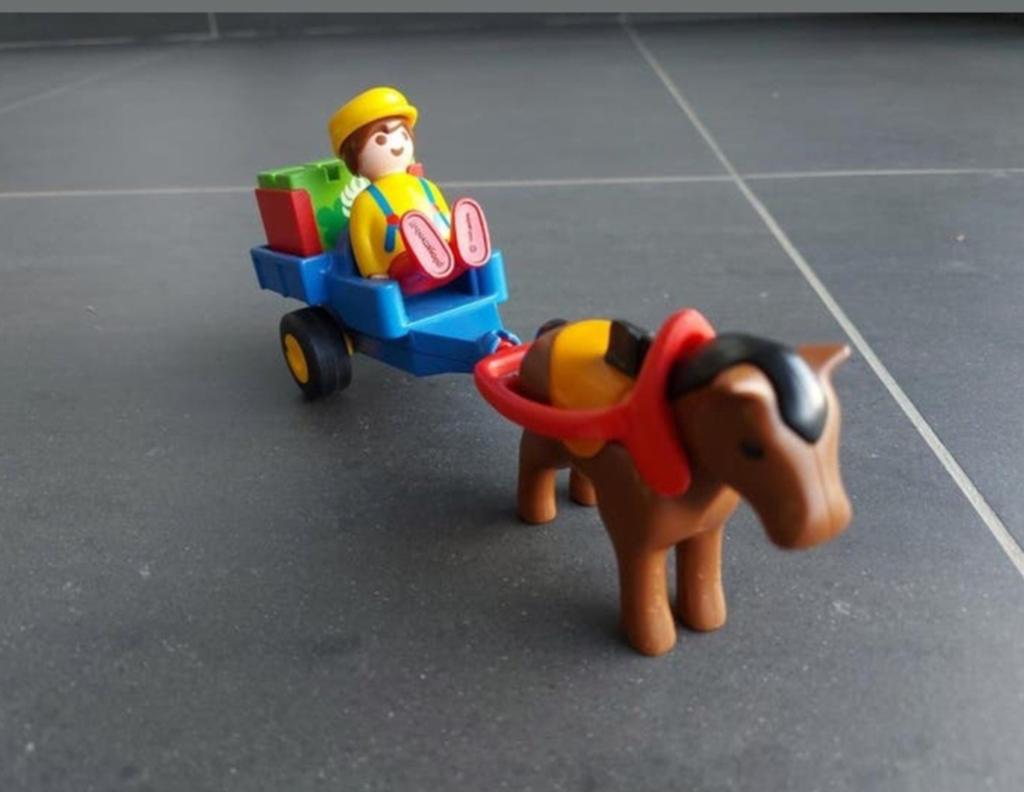 Playmobil 123 boer met paard en kar, Ophalen of Verzenden, Zo goed als nieuw