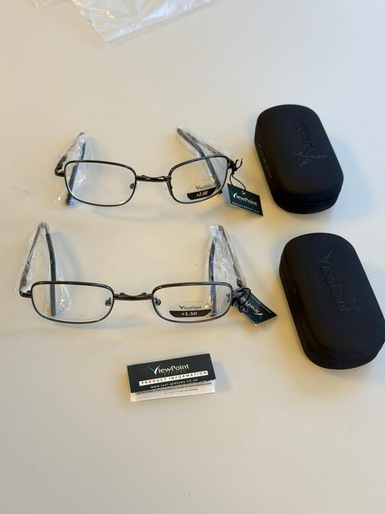 2 lunettes de lecture ViewPoint +1,50 +2,00 étui pliable 2, Enlèvement ou Envoi, Neuf, Noir, Lunettes de lecture