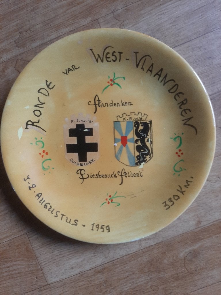 Herdenkingsbord Ronde van West-Vlaanderen 1959, Sport en Fitness, Ophalen of Verzenden