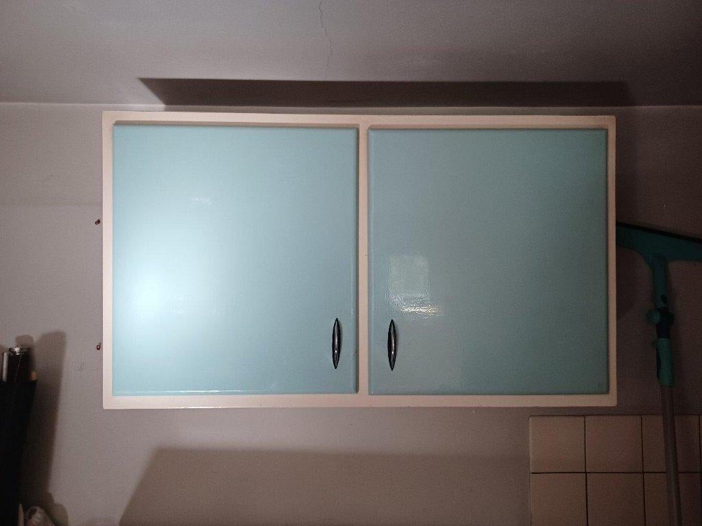 vintage keukenkastje lichtblauw en wit, Enlèvement, Utilisé