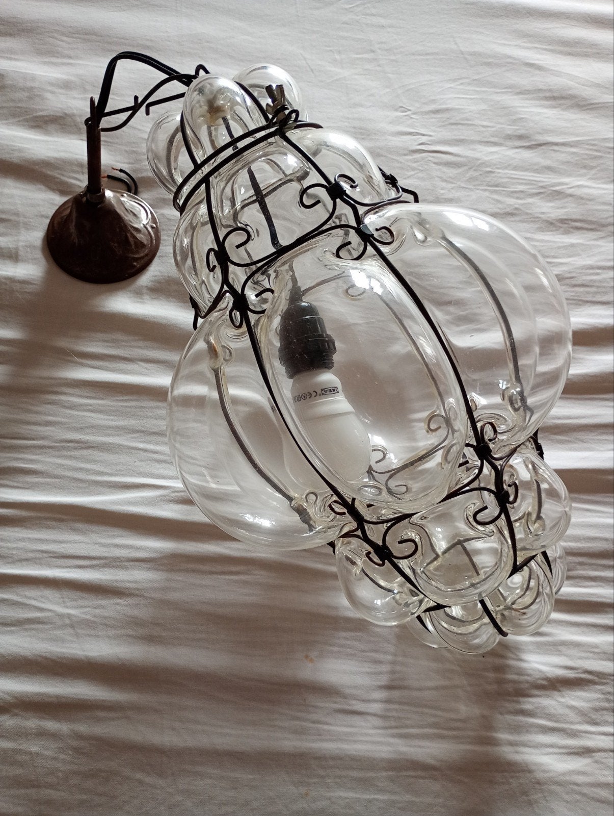 luster, taklamp skansen 1900, Huis en Inrichting, Ophalen, Glas