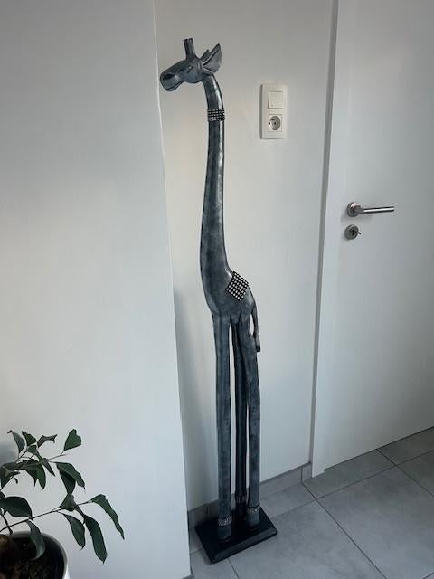 Statige houten giraf, Antiek en Kunst, Ophalen, Houtsnijwerk, Zoogdier, 1 meter - 2 meter
