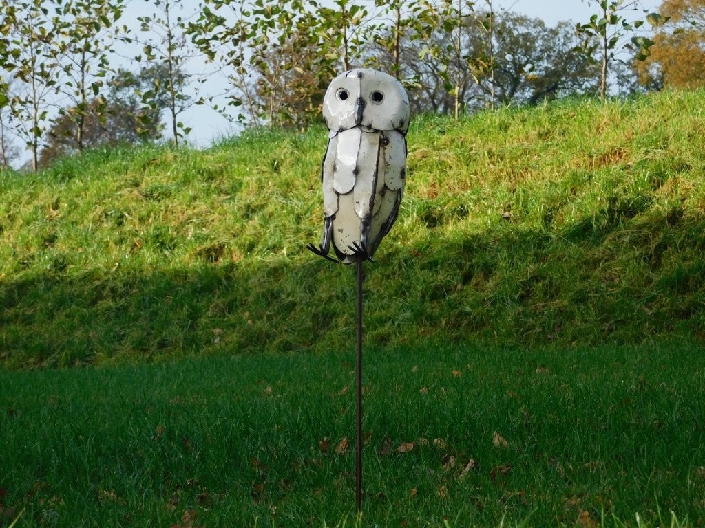 Bouchon de jardin en forme de hibou fait main, 83 cm, métal, Enlèvement ou Envoi