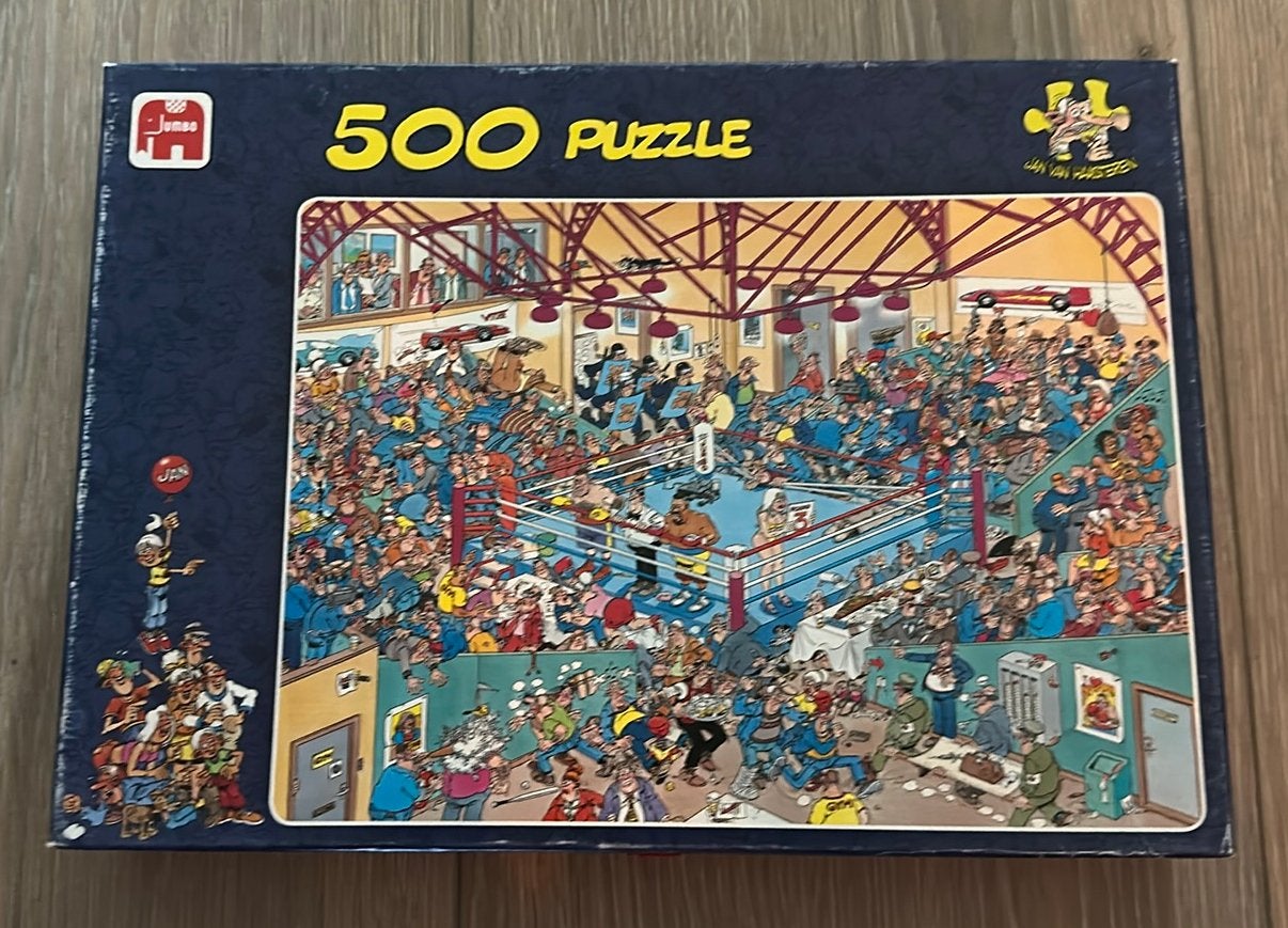 Puzzel ‘Bokswedstrijd’, Enlèvement, 500 à 1500 pièces, Comme neuf, Puzzle