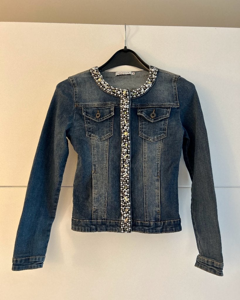 Lola & Liza denimvest met parels, Ophalen of Verzenden, Zo goed als nieuw, Maat 34 (XS) of kleiner, Blauw
