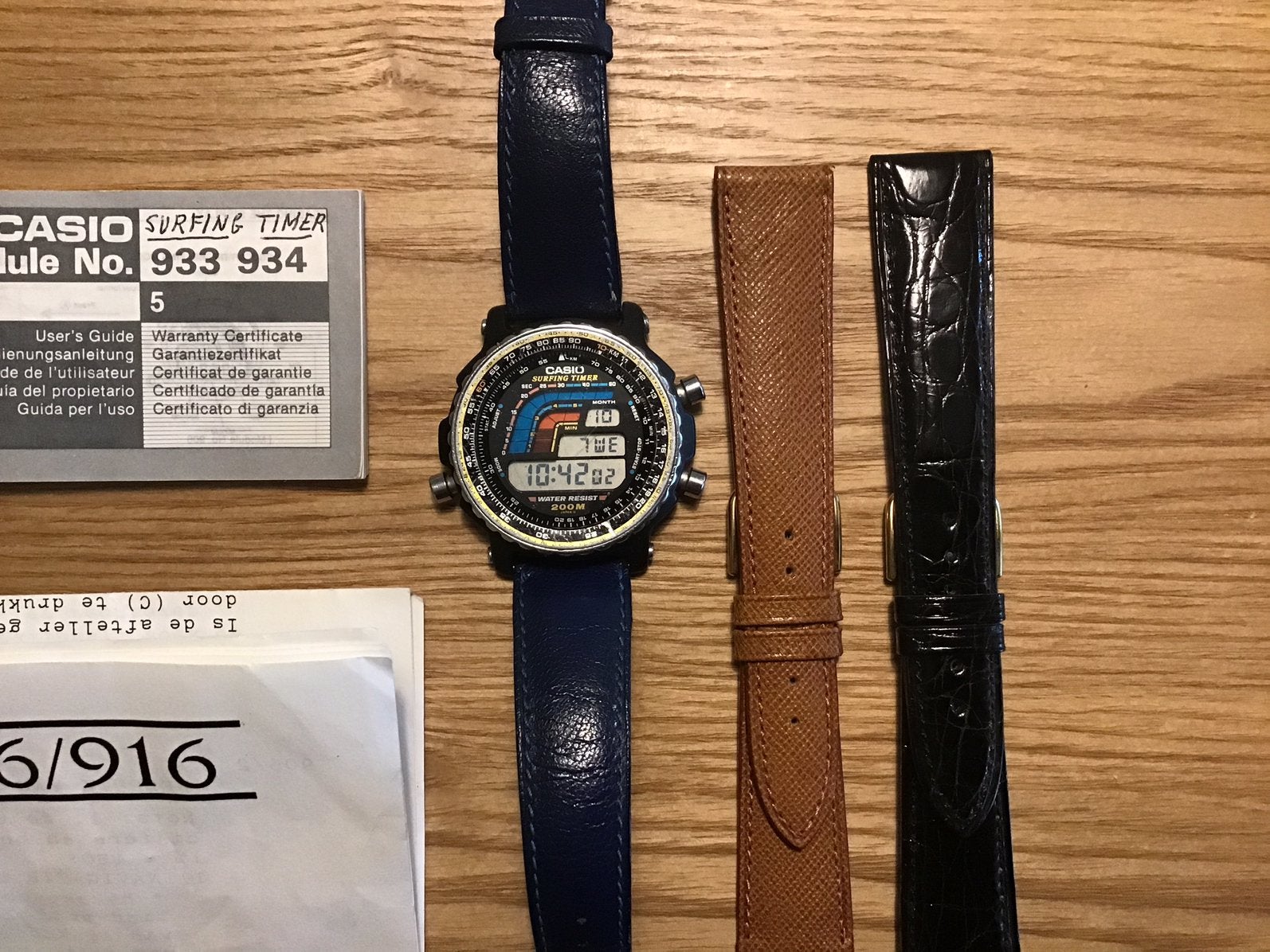 Zeldzame Casio Surfing Timer DW-403 + Luxe LIC Band (€150), Handtassen en Accessoires, Casio, Kunststof, Polshorloge, Ophalen of Verzenden