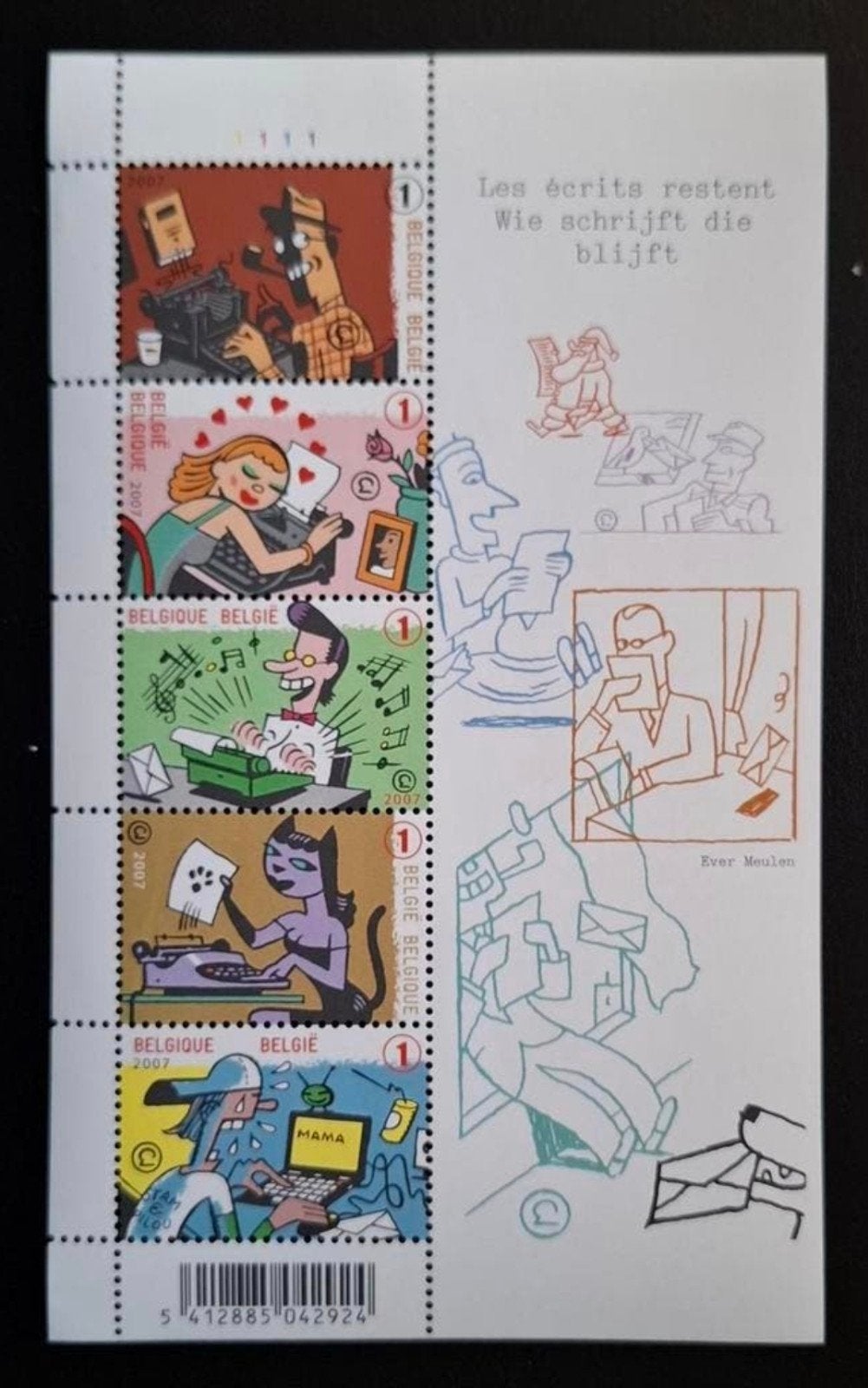 België: OBP 3710/14-BL148 ** Feest van de postzegel 2007., Frankeerzegel, Ophalen of Verzenden, Zonder stempel, Postfris