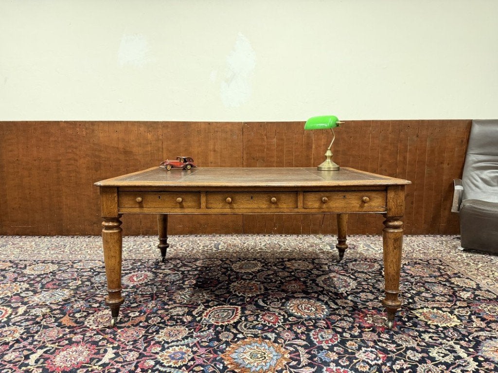 Klassiek Engels Chesterfield Schrijftafel Bureau Partnerdesk, Ophalen