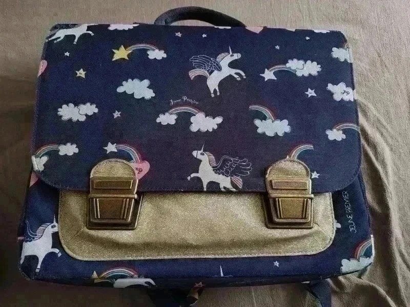Jeune premier boekentas eenhoorn, 30 tot 40 cm, Minder dan 30 cm, Blauw, Aktetas of Boekentas