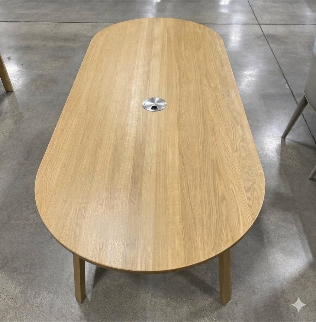 Table à manger design en chêne avec pieds triangulaires Hay, Maison & Meubles, Comme neuf, Enlèvement, 50 à 100 cm, Chêne