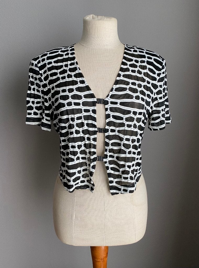 Zwart-witte bolero Joseph Ribkoff maat 40, Manches courtes, Taille 38/40 (M), Joseph Ribkoff, Comme neuf