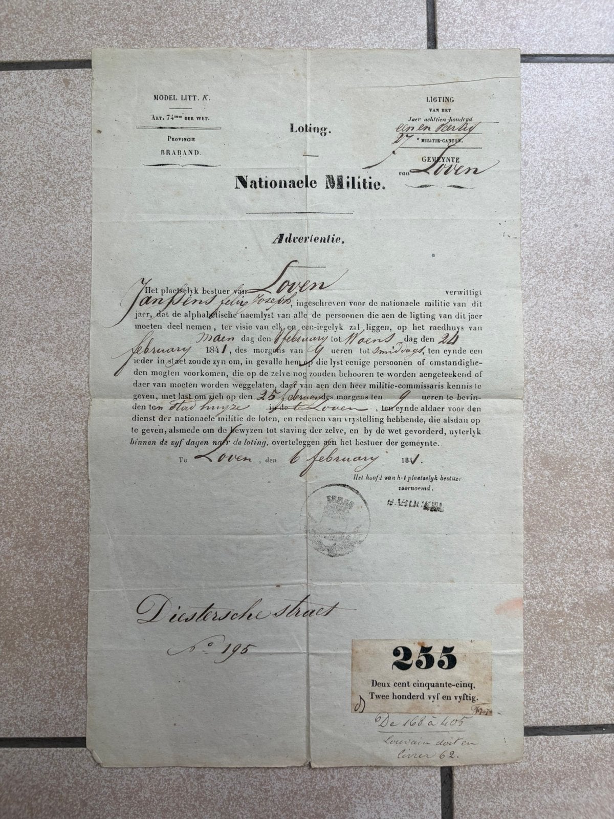 Belge 1840, Collections, Enlèvement ou Envoi