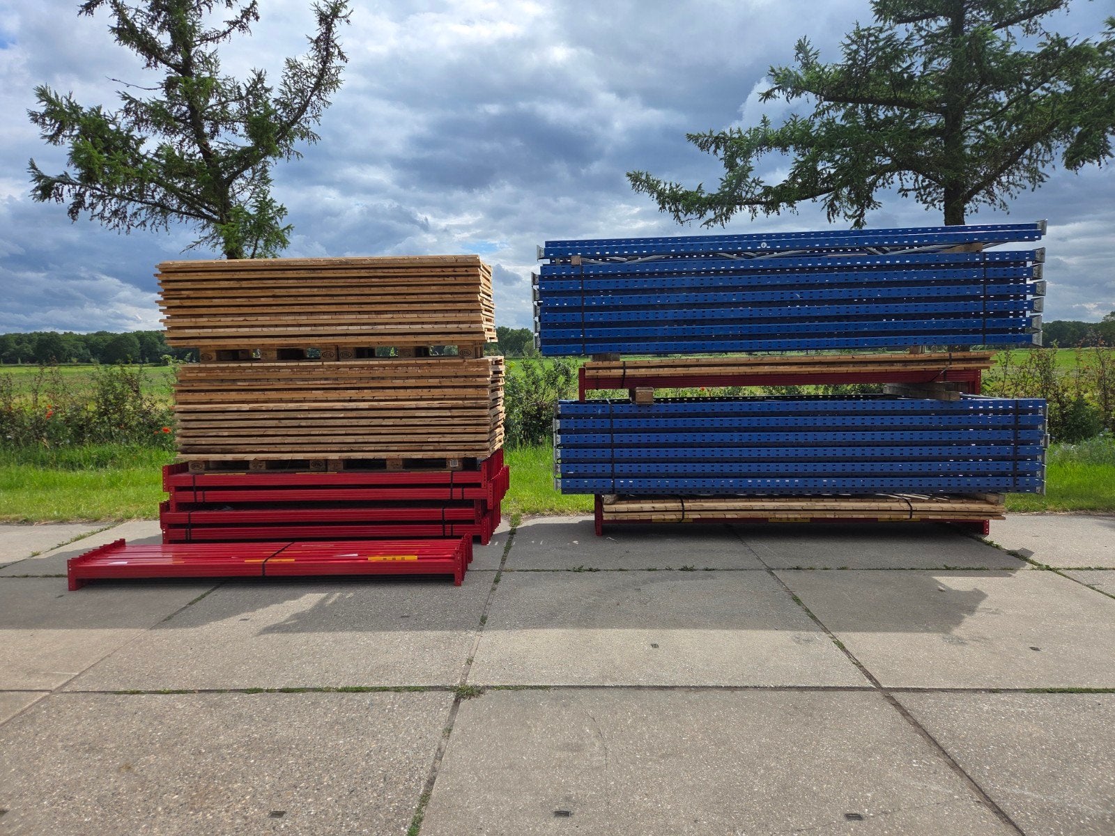 2x set Ramada palletstelling 32m 4x1.1x2.7/3.3m., Enlèvement