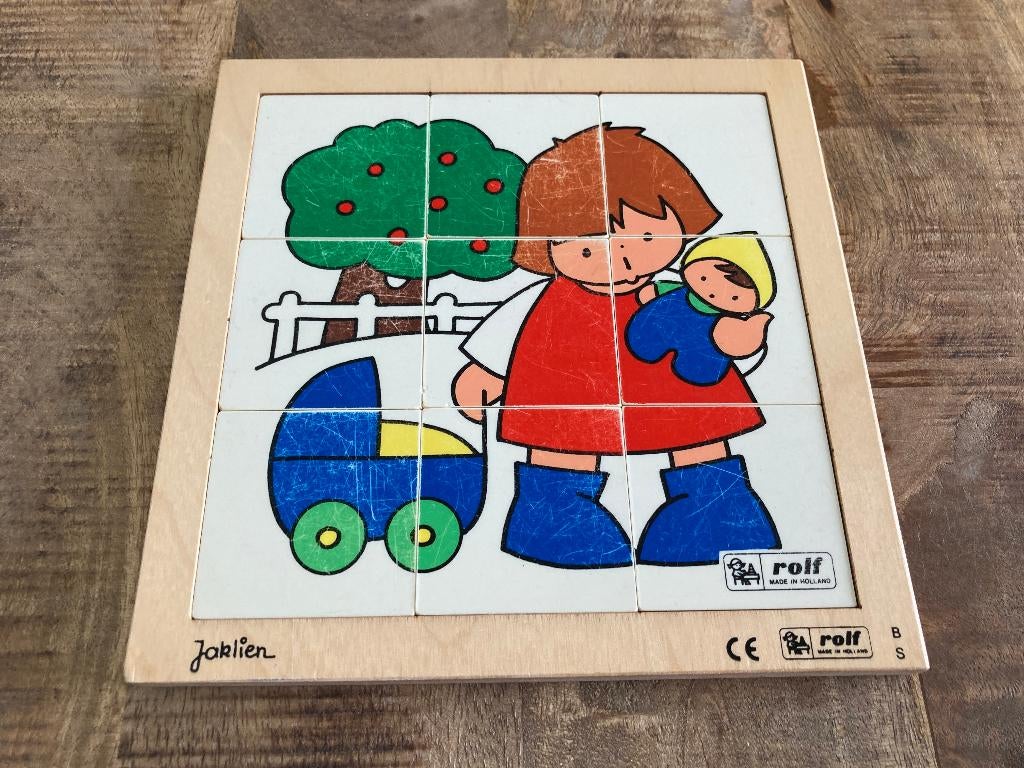 Jaklien puzzel - meisje met pop - 9 stuks- Rolf, Ophalen of Verzenden, Minder dan 10 stukjes, Gebruikt, 2 tot 4 jaar