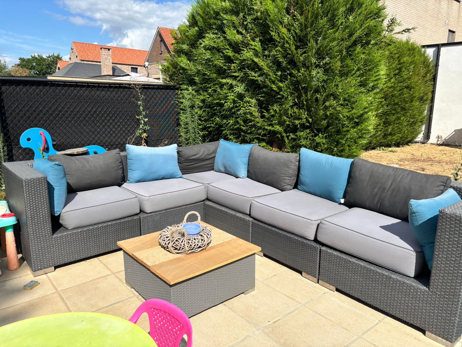 Loungeset, Jardin & Terrasse, Ensembles de jardin, Osier, Banque, Enlèvement, Utilisé