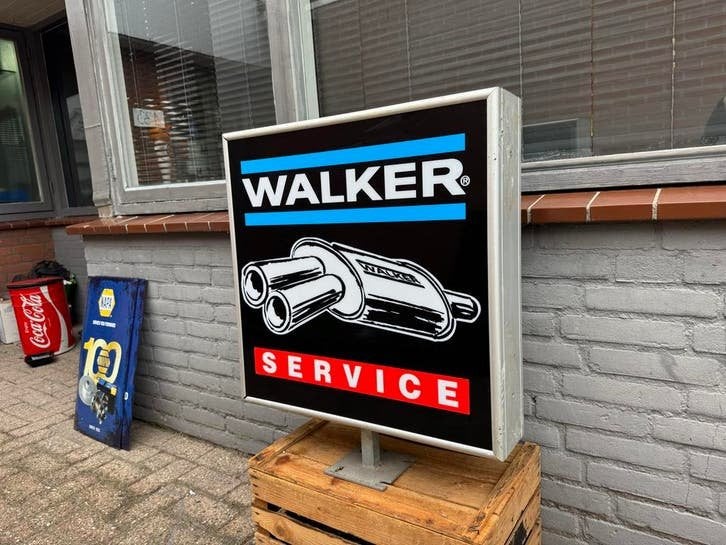Vintage Walker Service Lichtbak - Uitlaat Reclamebord, Verzamelen