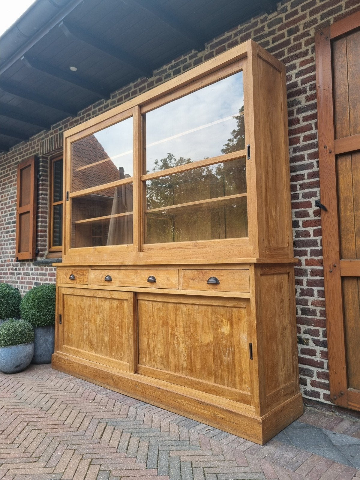 Teak buffetkast/vitrinekast ART:171/26, Huis en Inrichting, Ophalen, ., 150 tot 200 cm, Teakhout