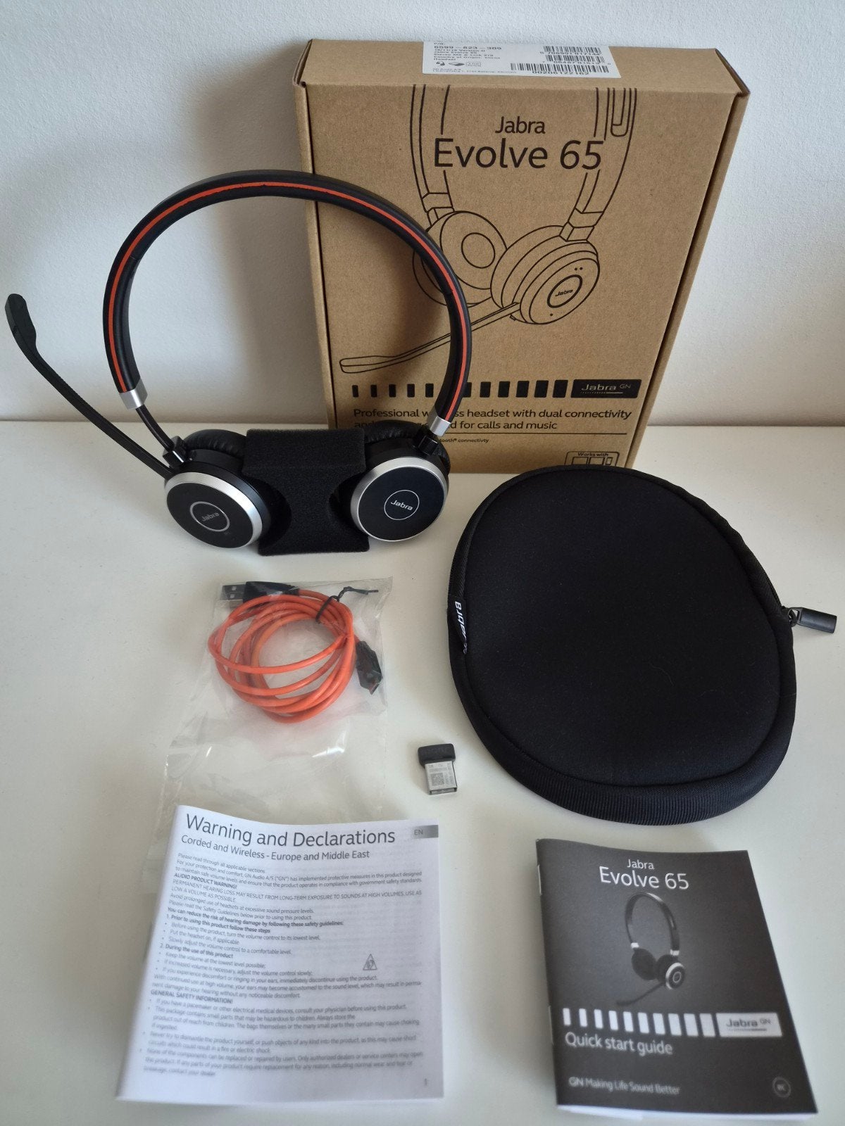 Headset Jabra Evolve 65 stereo MS wireless dual bluetooth, Audio, Tv en Foto, Hoofdtelefoons, Gebruikt, On-ear, Ophalen of Verzenden