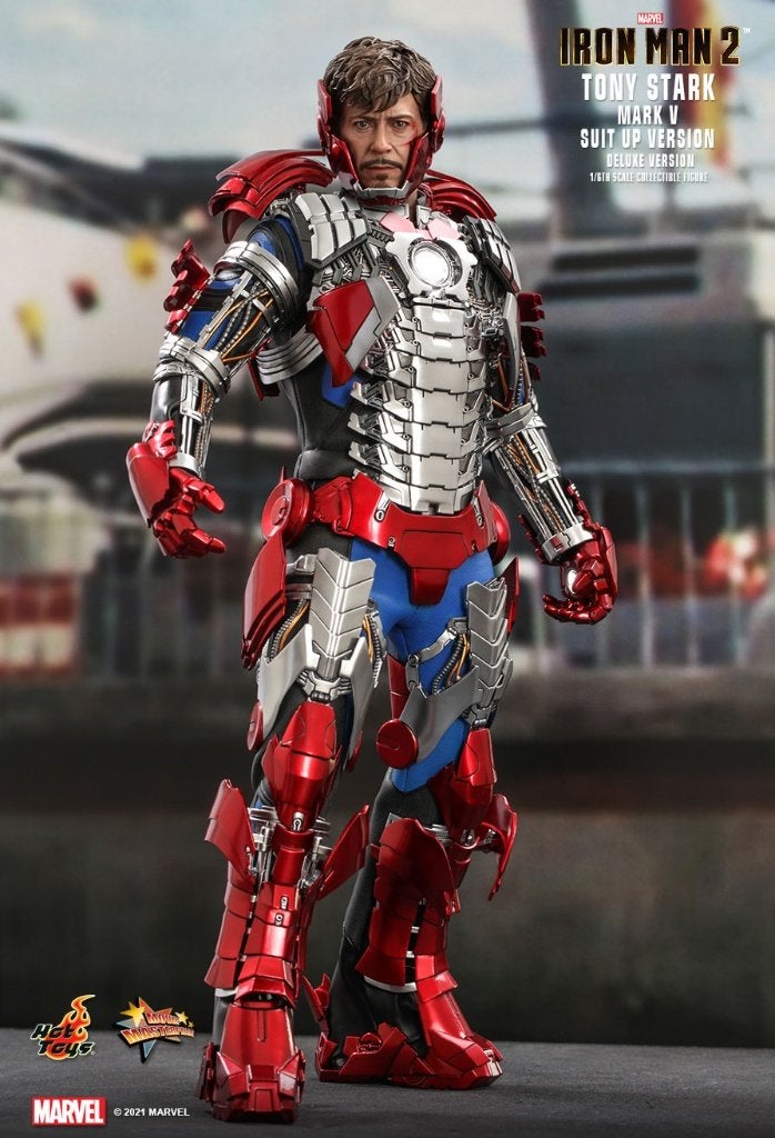 Hot Toys Iron Man Mark V Tony Stark Suit up (DX) MMS600, Collections, Statues & Figurines, Enlèvement, Neuf, Humain
