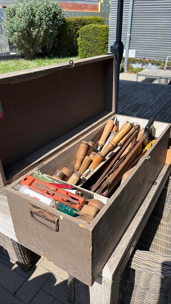Antieke gereedschapskist met alle inhoud, Antiek en Kunst, Ophalen