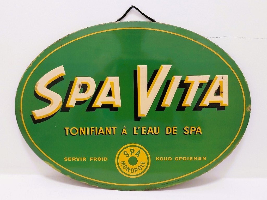 Panneau publicitaire en tôle Spa Vita 1951 - Spa Monopole, Enlèvement ou Envoi, Panneau publicitaire