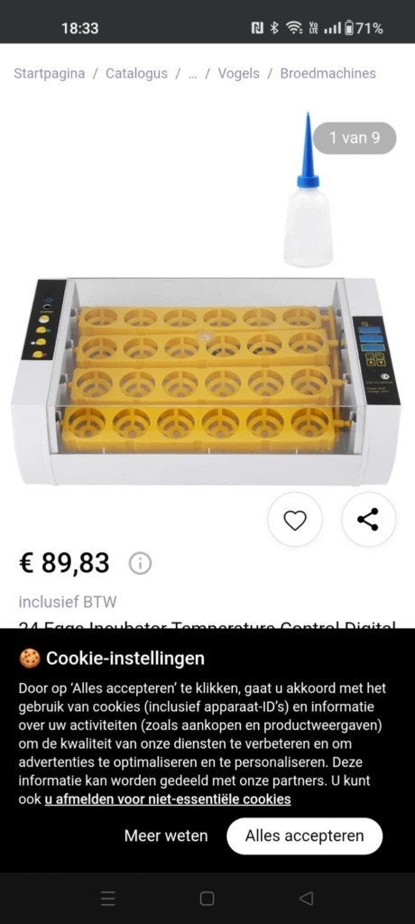 Broedmachine, Enlèvement, Utilisé