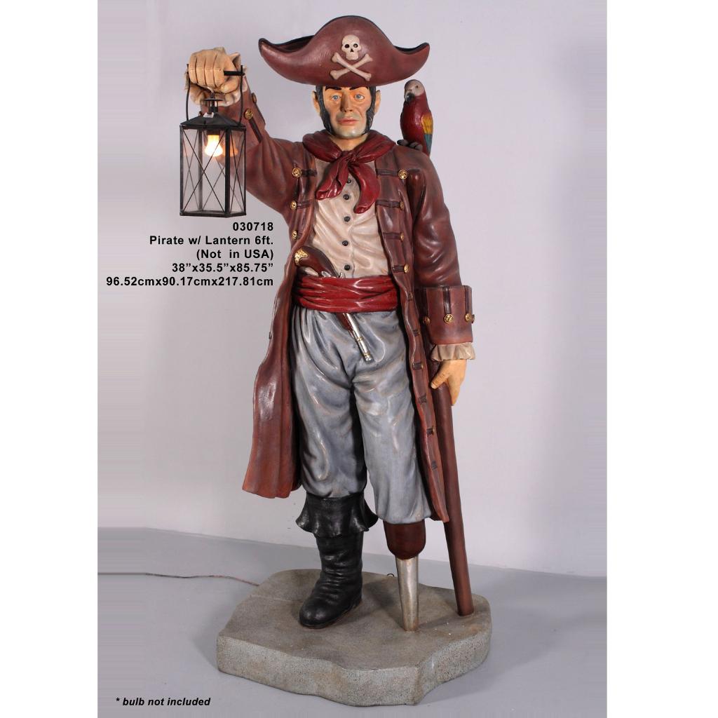 Pirate avec lanterne 1,80 m — Statue de pirate 218 cm, Enlèvement, Neuf