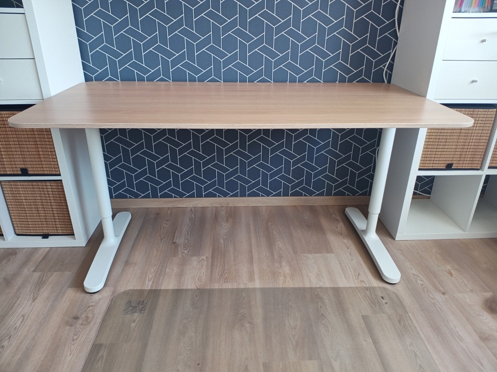 Bureau 160x80, verstelbaar, Maison & Meubles, Bureaux, Comme neuf, IKEA, Moderne, Panneau de particules ou MDF, Blanc, Démontable