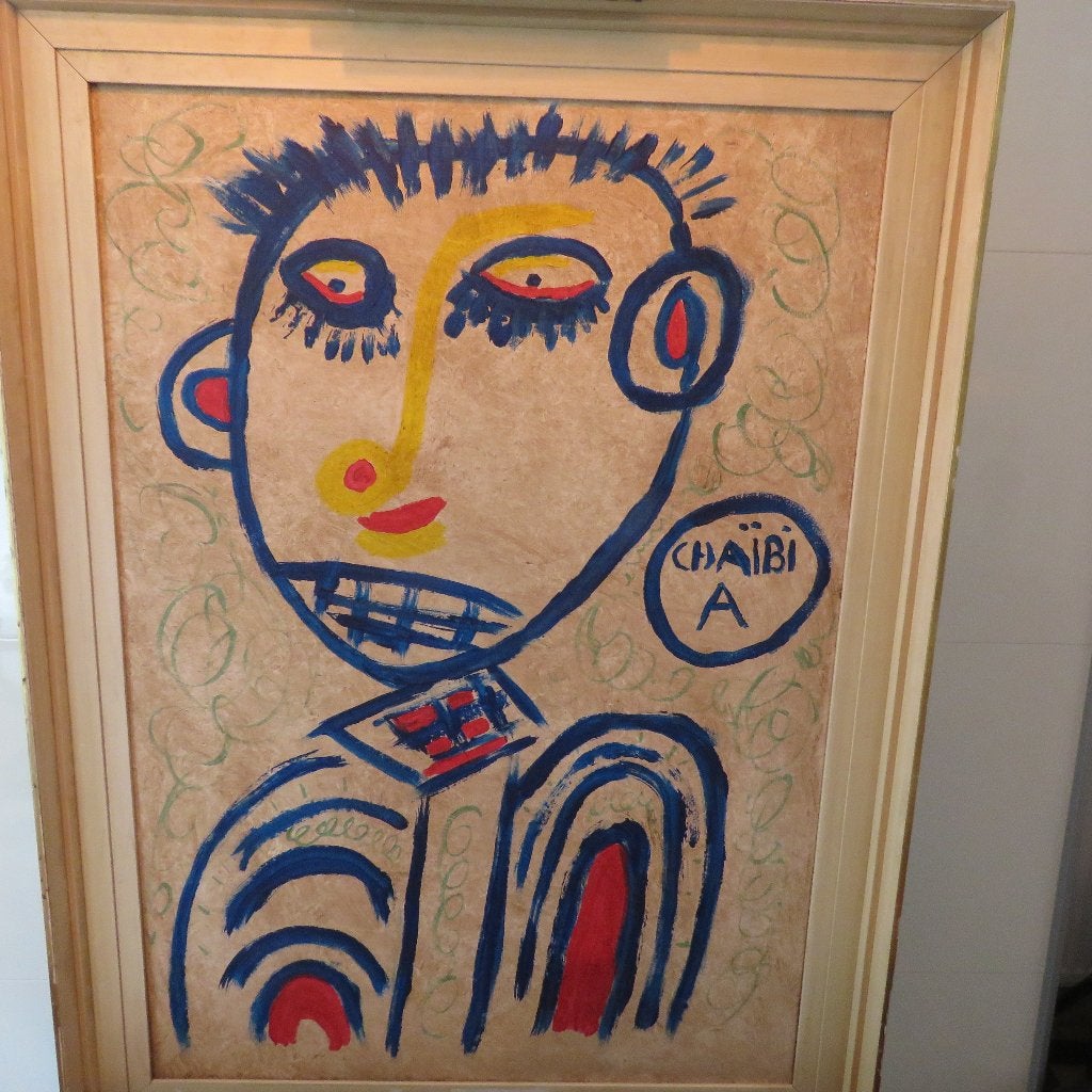 "Character" Portret Chaïbia Talal (1929-2004), jaren 80, Antiek en Kunst, Kunst | Schilderijen | Modern, Ophalen, Gesigneerd, Olieverf