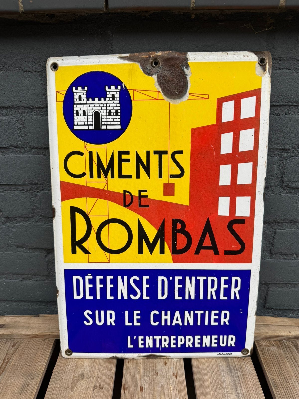 Rombas oud emaille reclamebord, Reclamebord, Gebruikt, ., Ophalen of Verzenden