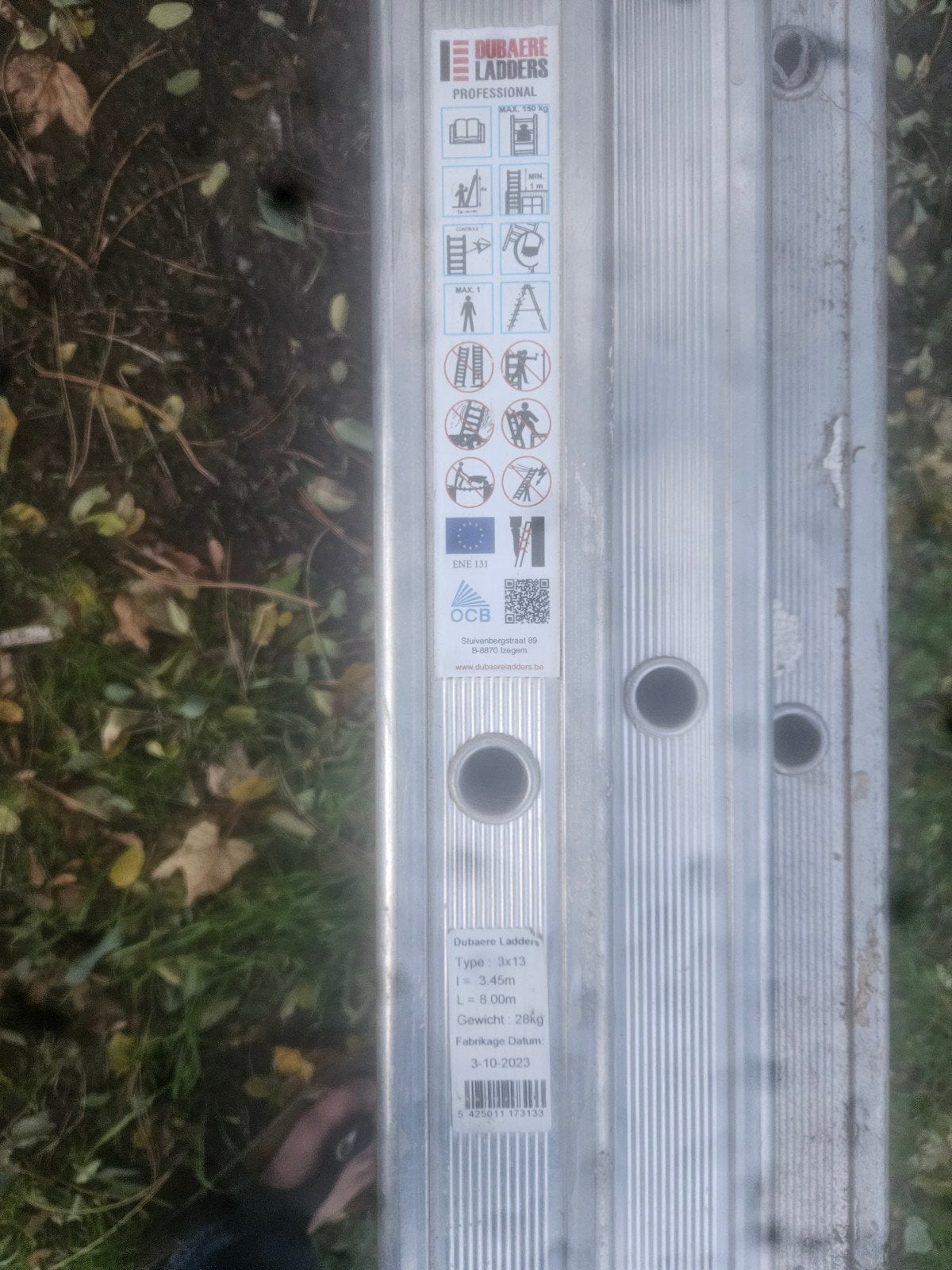 Professionele Dubaere ladder 3x13 (8,00 meter) - Bouw, Ophalen, Gebruikt