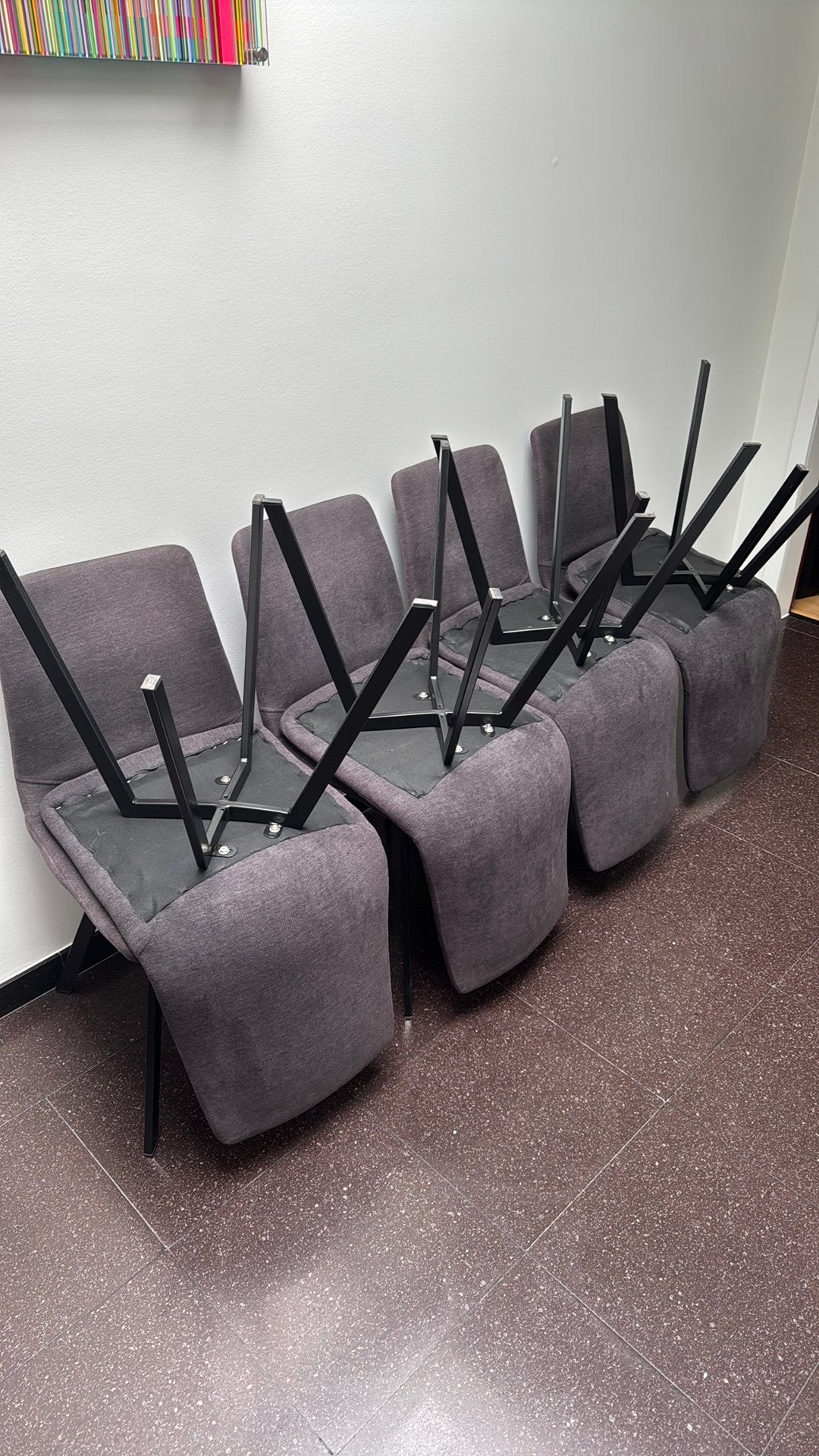 8 stoffen stoelen met metalen onderstel, Maison & Meubles, Gris, Enlèvement, Métal, Cinq, Six Chaises ou plus