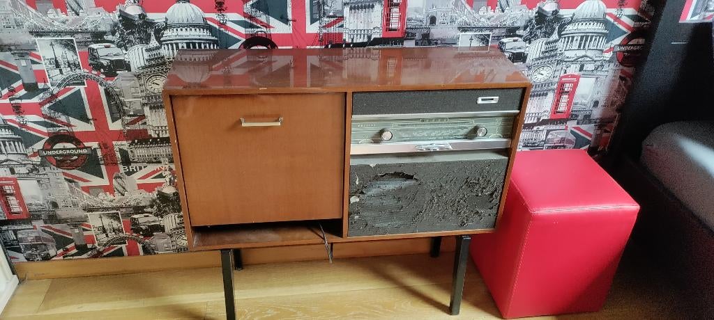 Vieux meuble tourne disque Philips Vintage, Enlèvement