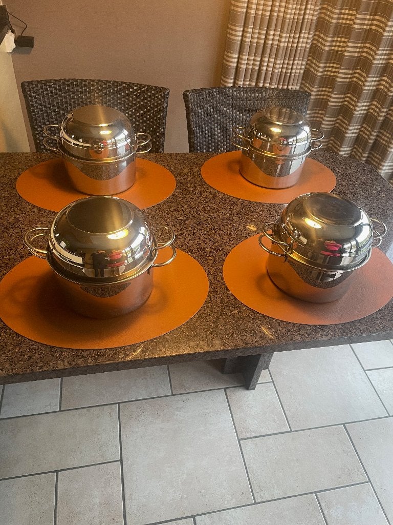 Mosselpotten, Maison & Meubles, Cuisine | Casseroles & Poêles, Avec couvercle, Enlèvement, Comme neuf, Autres types