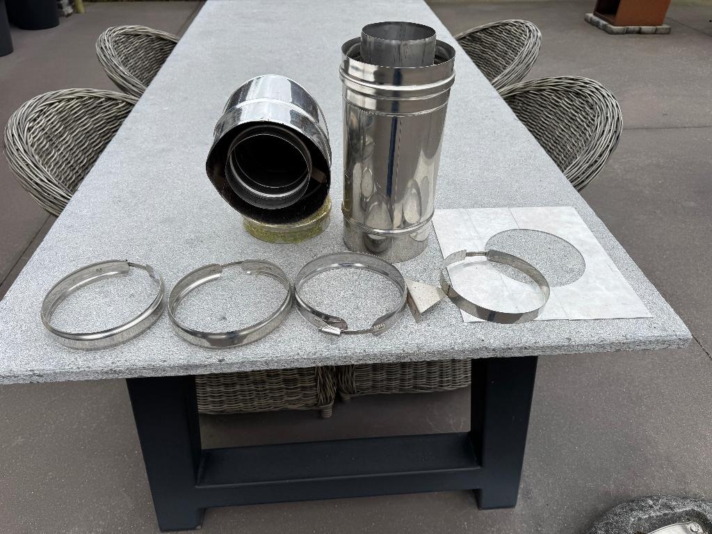 Inox dubbelwandige schouwstukken diameter 15cm., Doe-het-zelf en Bouw, Ophalen, Nieuw, Ventilator en Afzuiger