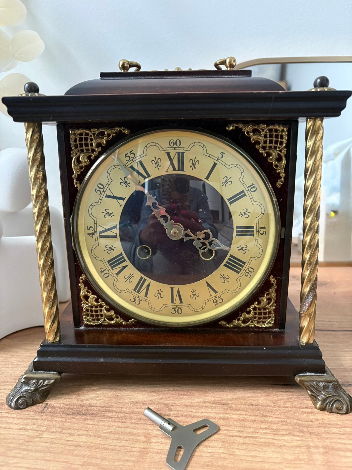 Horloge de cheminée mécanique en bois – avec clé, Ophalen