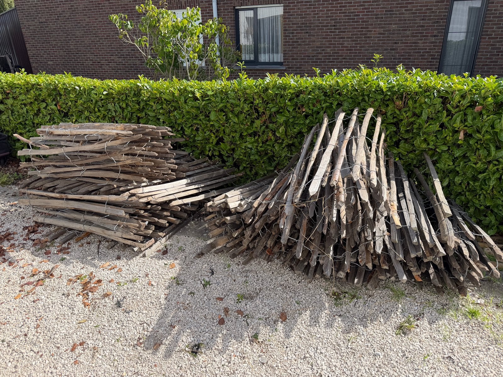 50 meter kastanjehouten schapenhek + 5 palen, Ophalen, Zo goed als nieuw, Hout