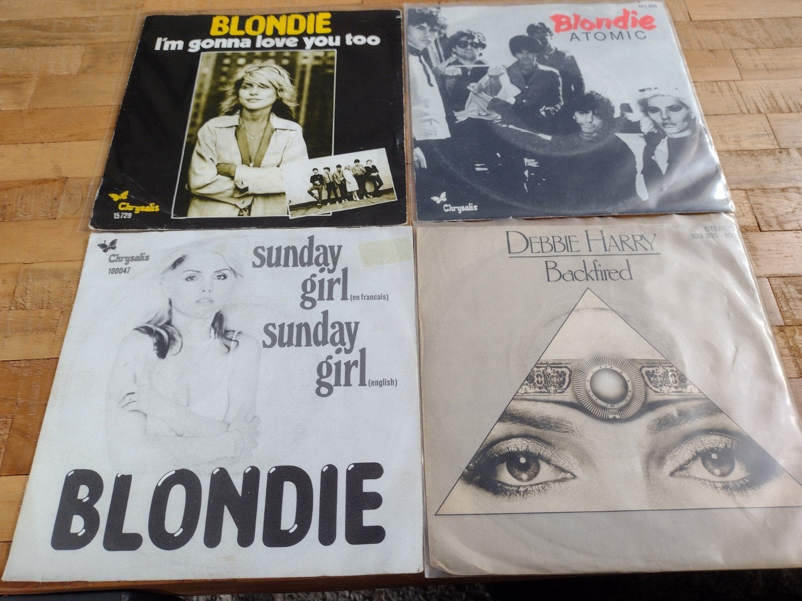 LOT: 4 vinyl SINGLES BLONDIE-DEBBIE HARRY Atomic-Sunday Girl, 7 inch, Single, Ophalen of Verzenden, Pop