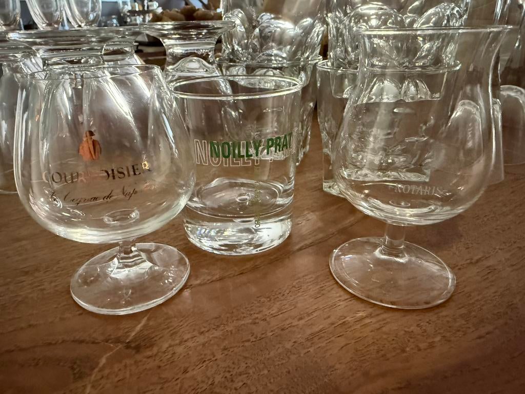 3 verzamel glazen Courvoisier/Notaris/Noilly Prat, Ophalen, Zo goed als nieuw